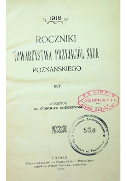 Roczniki Towarzystwa Przyjaciół Nauk Poznańskiego 1919 r