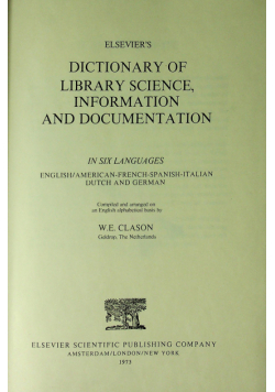 Dictionary library science information and documentation