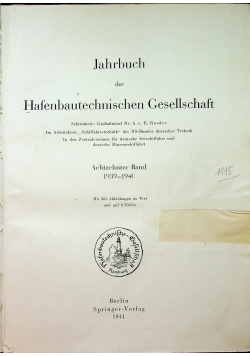 Jahrbuch der Hafenbautechnischen Gesellschaft  achtzehnter Band 1941 r.