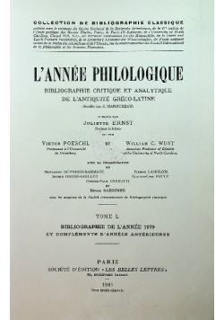 L annee philologique tome 50