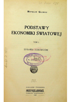 Podstawy ekonomiki światowej Tom 1 Sprawa surowców 1926 r.