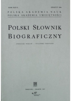 Polski Słownik Biograficzny Zeszyt 184