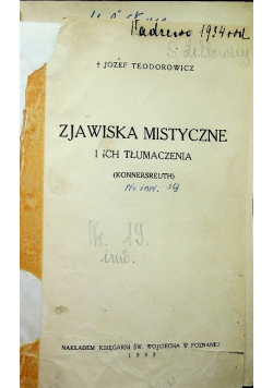 Zjawiska mistyczne i ich tłumaczenia 1933 r.