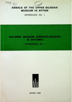 Rocznik muzeum górnośląskiego w Bytomiu Entomologia Numer 1