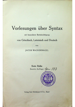 Vorlesungen uber  syntax