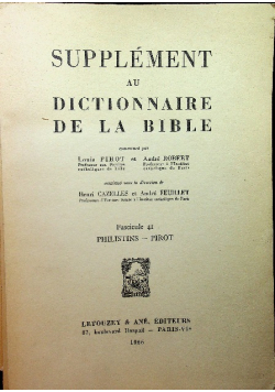 Supplement au Dictionnaire De La Bible Fascicule 41