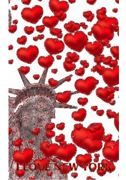 Statue Of liberty  I love New York red hearts glitter blank creative Valentine's Journal