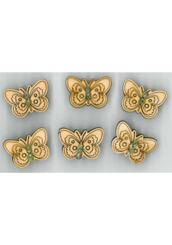 Naklejki drewniane 2cm - Motylki 6szt