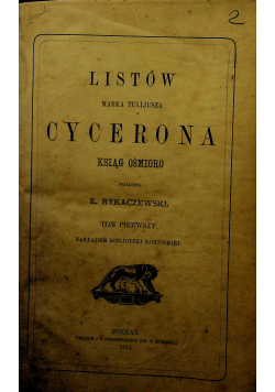 Listów Marka Tulliusza cycerona 1873r