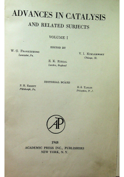 Advances in Catalysis and related subjects Vol I 1948 r.