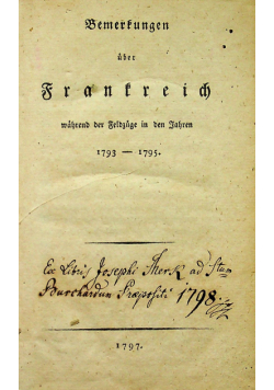 Bemerkungen uber Frankreich 1797 r.