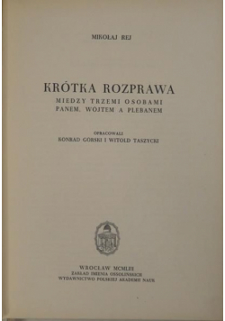 Krótka rozprawa między trzemi osobami Panem Wójtem a Plebanem
