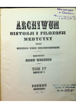 Archiwum historji i filozofii medycyny 1926 r