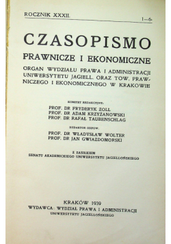 Czasopismo prawnicze i ekonomiczne rocznik XXXII 1939r