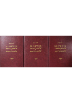 Słownik pseudonimów i kryptonimów Tomy 1 do 3 reprint z  około 1936 r