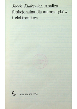 Analiza funkcjonalna dla automatyków i elektroników
