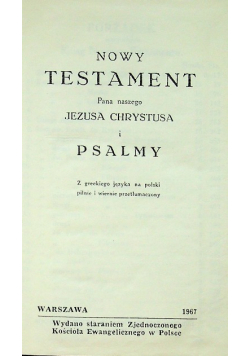 Nowy Testament Pana Naszego Jezusa Chrystusa i Psalmy/ Księga psalmów