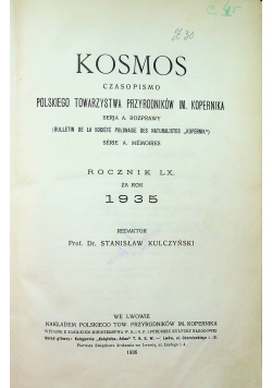 Czasopismo Kosmos rocznik 1935 1936 r