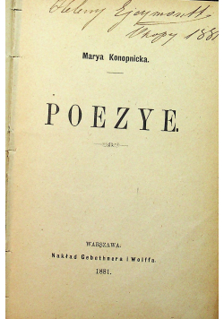 Konopnicka Poezye 1881 r.