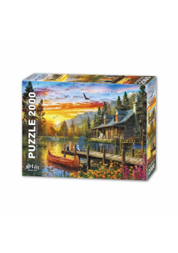 Puzzle 2000 Zachód słońca nad jeziorem