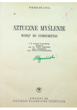Sztuczne myślenie Wstęp do cybernetyki