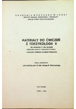 Materiały do ćwiczeń z toksykologii II