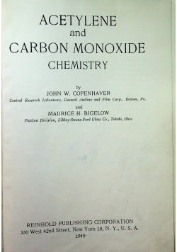 Acetylene and carbon monoxide chemistry 1949r