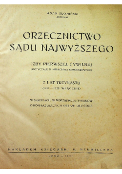 Orzecznictwo sądu najwyższego 1931 r.