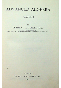 Advanced Algebra Vol 1