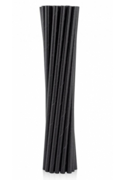 Rurki słomki papierowe czarne 6x197mm 12szt