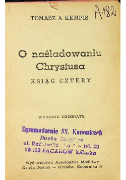 O naśladowaniu Chrystusa 1938 r