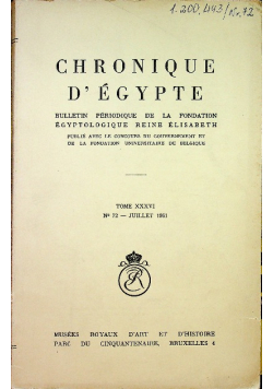 Chronique D Egypte tome XXXVI nr 72