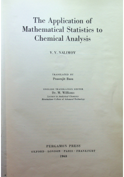 The application of Mathematical Statistics to Chemical Analysis