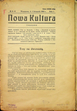 Nowa kultura tygodnik No 8 - 9 Rok I Trzy na dwunastą 1923 r