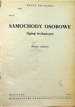 Samochody osobowe Opisy techniczne