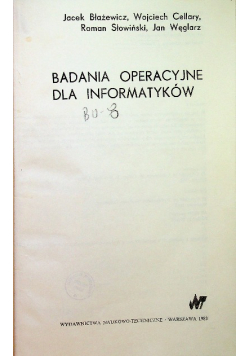 Badania operacyjne dla informatyków