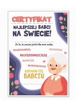 Certyfikat A4 Dzień Najlepszej Babci 5szt