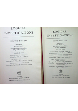 Logical investigations volume one and two