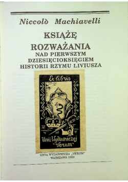 Książę rozważania nad pierwszym dziesięcioksięgiem historii Rzymu
