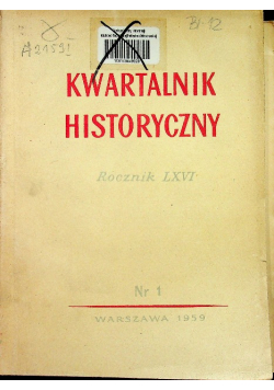 Kwartalnik historyczny LXVI nr 1