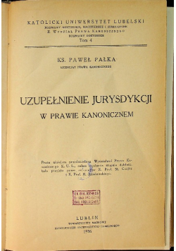 Uzupełnienie Jurysdykcji w prawie kanonicznem 1936 r