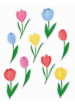Dekoracje okienne wiosenne - Tulipany 01 9szt