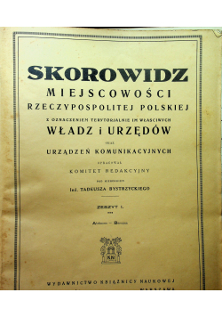 Skorowidz miejscowości Rzeczypospolitej Polskiej ok 1933r