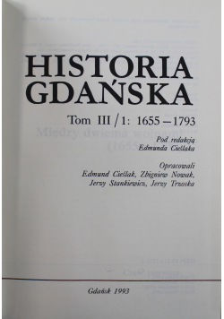 Historia Gdańska Tom III część I