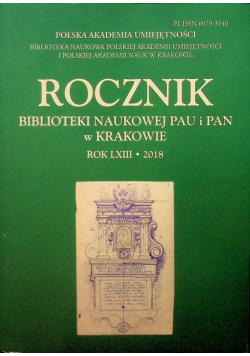 Rocznik Biblioteki Naukowej Pau i Pan w Krakowie Rok LXIII