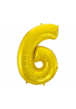 Balon foliowy B&C cyfra 6 złota 92cm