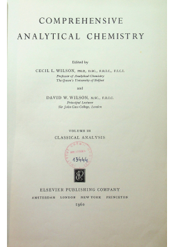 Comprehensive Analyticl Chemistry