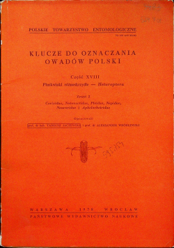 Klucze do oznaczenia owadów Polski Część XVIII Pluskwiaki różnoskrzydłe Heteroptera Zeszyt 2