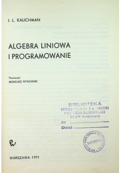 Algebra liniowa i programowanie