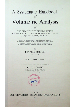 A Systematic Handbook of Volumetric Analysis